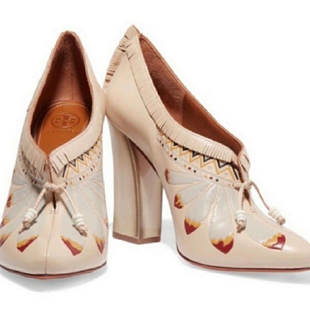 TORY BURCH YUMA FEATHER SZ 8 HEELS PUMP BOOTIES BRAND NEW!!!! $495